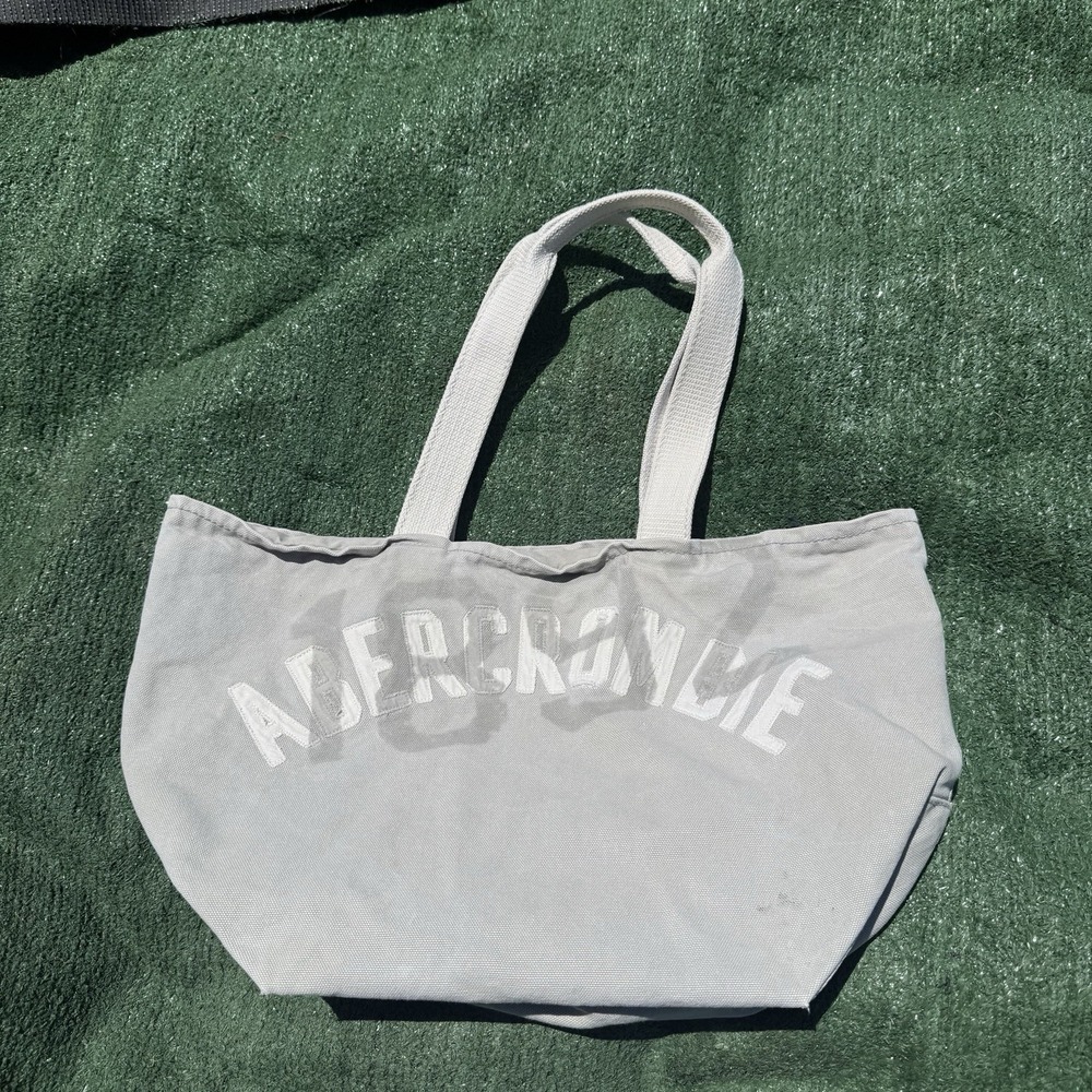 Abercrombie Vintage Y2K Canvas Tote Bag Embroidered Logo 1892 Gray